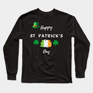 Happy St Patricks Day Ireland flag shamrock Long Sleeve T-Shirt